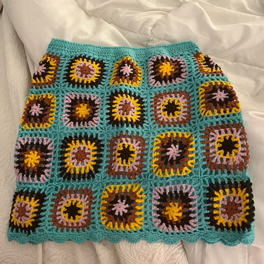 Princess Polly: Barbados Crochet Mini Skirt Blue
